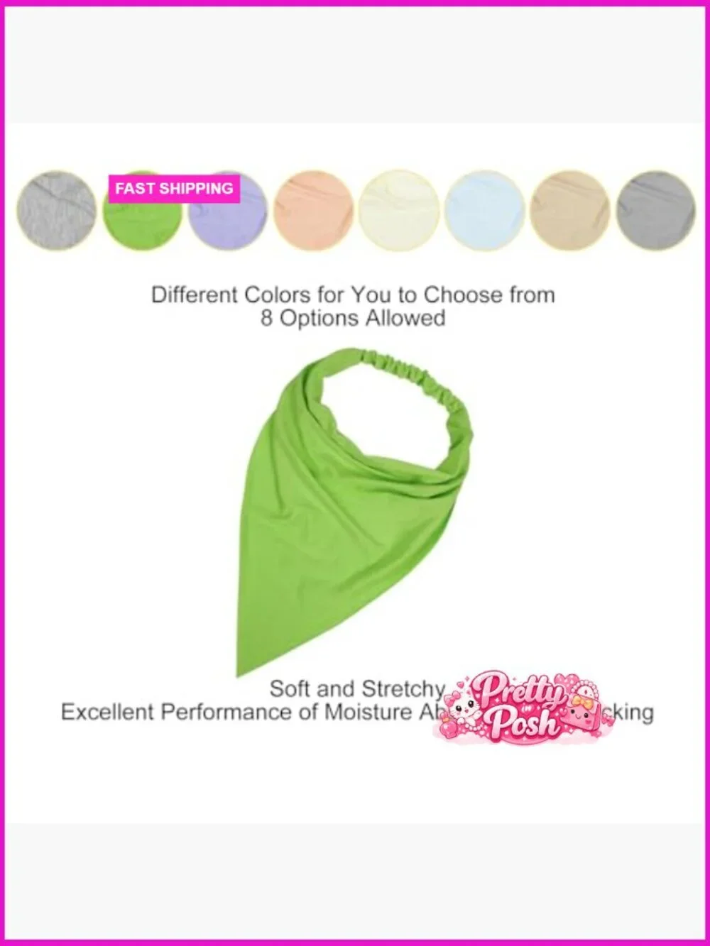 Cotton Polyester Non Slip Elastic Triangle Hair Scarf Headband Set